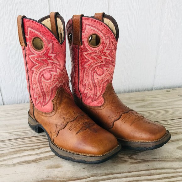 Durango Pink and Brown Heeled Boots - Picture 1 of 11